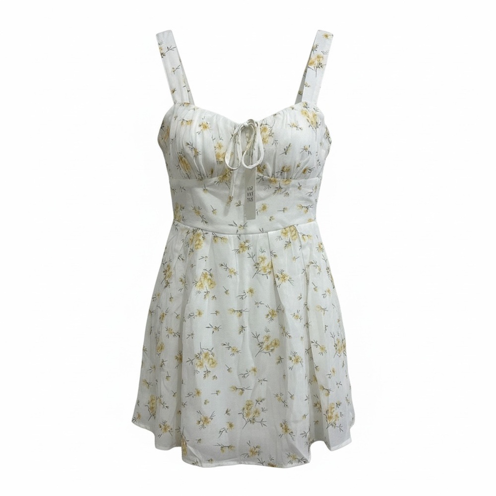 And Now This Floral Mini Dress NWT Smocked Back Tie Front Size XS